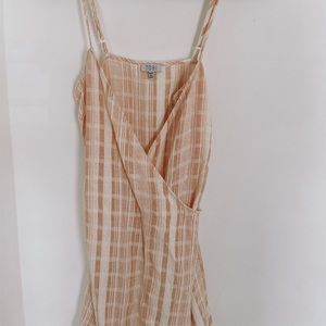 Tobi pink linen wrap dress
